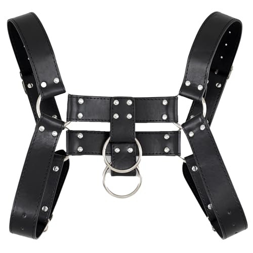 Punk PU Mens Harness Leather Suspenders Belt Adjustable Shoulder Strap Black2