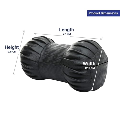 Image of KINGSWAY Car Accessories Neck Rest Pillows Seat Cushions for Honda Jazz 2014 to 2018, Car Headrest Cushion Neck Pain Relief Travel Comfort Pillow in Dumbbell Shape, Black, Pack of 2