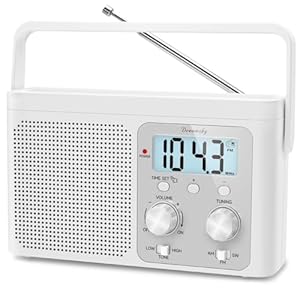 DreamSky AM FM Radio Portable – Shortwave Radio Battery Powered or Plug in Wall for Home Outdoor, Strong Reception, Large Dial Easy to Use, Digital Time Display, Transistor Antenna, Seniors Small Gfit