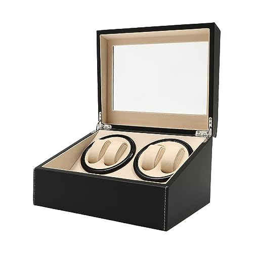 Remontoir automatique 4 montres en cuir PU noir, le cadeau idéal pour collectionneur