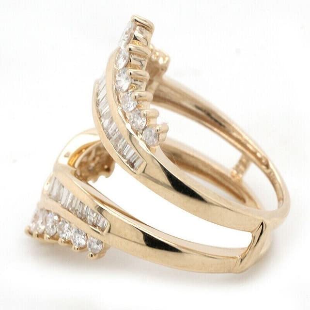 1.50CT Baguette Cut Created Diamond Wedding Enhancer Ring for Women 14k Yellow Gold Finish2