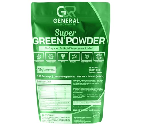 Super Greens Powder Superfood Organic, 229 Servings Digestive Enzymes, Probiotics & Vitamins...