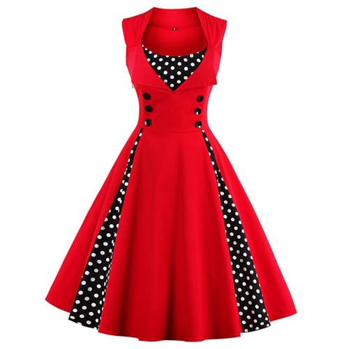KILLREAL Women's Polka Dot Retro Vintage Style Cocktail Party Swing Dress