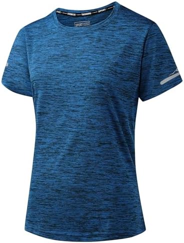 Peakwell Damen Sportshirt Atmungsaktiv T-Shirts Top Kurzarm Laufshirts Funktionsshirts Sport Oberteile