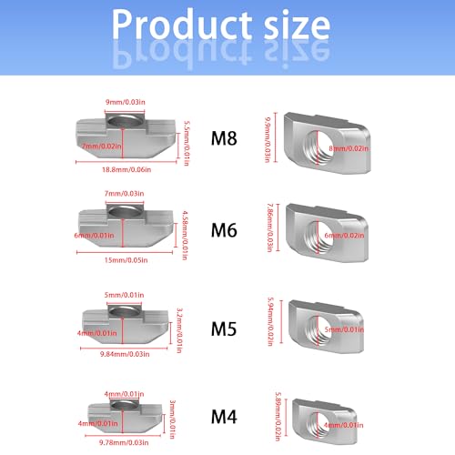 DesertBoy 170 Stück M4 M5 M6 M8 Hammermutter Nutensteine T Nut Muttern Hammerkopf Befestigungsmutter T Nutmuttern Sortiment Kit Nutsteine Set Kohlenstoffstahl T-Slot Nutmuttern T-Nutensteine