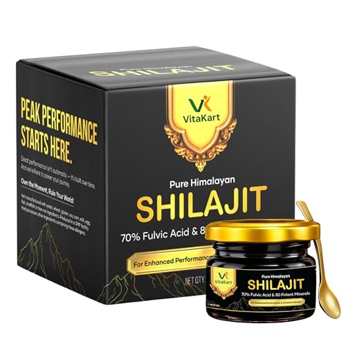 VitaKart Pure Himalayan Shilajit Resin | 70% Fulvic Acid | 80+ Trace Minerals | Natural Energy, Stamina & Immunity Support | Authentic Shilajit Resin | 20g