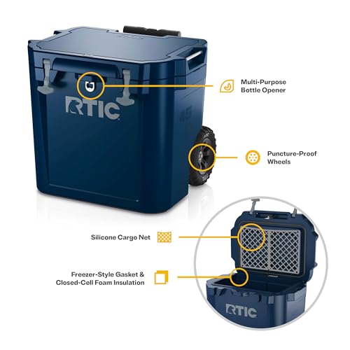RTIC 45 QT Wheeled Ultra-Tough Cooler Hard Insulated Portable Ice Chest Box for Beach, Drink, Beverage, Camping, Picnic, Fishing, Boat, Barbecue,... - Image 4