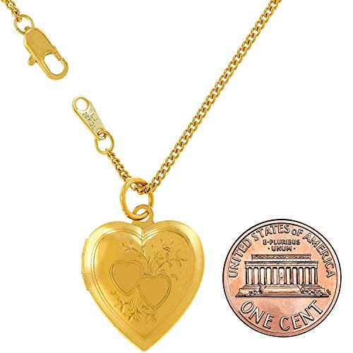 LIFETIME JEWELRY Two Hearts Photo Locket for Women - 20X More Real 24k Gold Plating Than Other Heart Locket Necklaces That Hold Pictures (Yellow Gold Pendant with 18\" Chain)