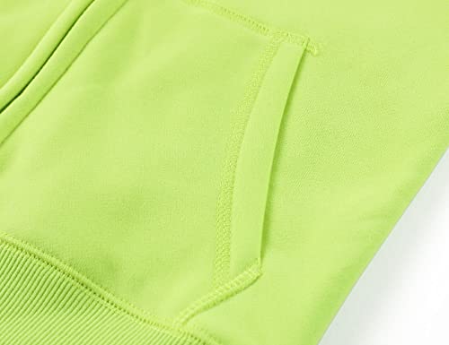 Dilbyke Boys Girls Hoodies Hooded Sweatshirts Solid Fleece Hoodie Classic Full Zipper Top Plush Cotton, Green, 11-12 Years #TOP4