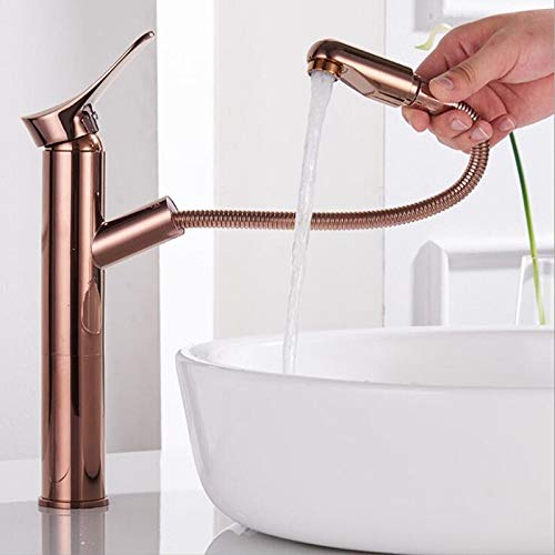 Robinet de lavabo mitigeur eau grue mélangeur noir extractible pour salle de bain