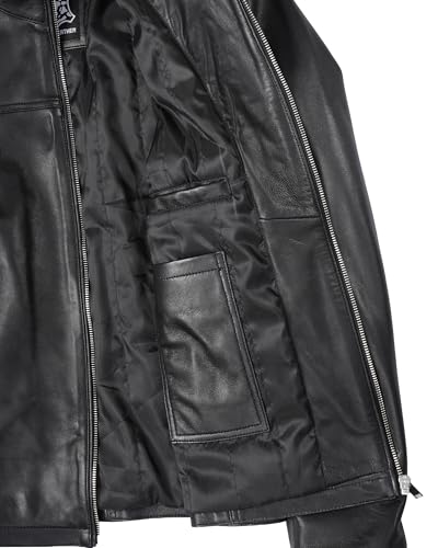 Image of fjackets Cafe Racer Mens Leather Jacket - 100% Real Lambskin Leather Jacket Men Moto Style