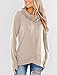 Fallorchid Womens Cowl Neck Pullover Tops Casual Long Sleeve Tunics (Khaki, Medium)