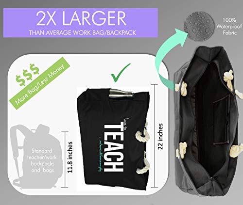 Keho XXL Ultimate Teacher Waterproof Multi Pocket Tote Shoulder Bag (Huge) - Perfect Usable Gift for Teacher Appreciation, Comfy Rope Handles & Perfect Work Bag3