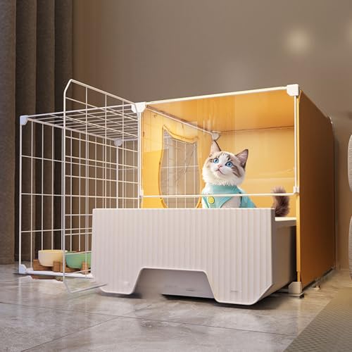猫ケージ 2/3 段選択可能 引き出し式トイレ付き 掃除しやすい 飛散軽減 取り外し可能 組み立て簡単 脱走防止 頑丈 ワイド扉 収納機能 屋内飼いに最適 多頭飼い 留守番 保護 特大空きスペース キャットゲージ (70*35*35)