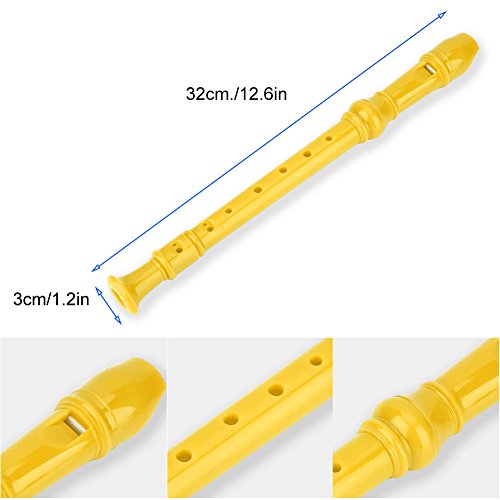 Clarinete de 8 Furos, Flauta de Alto Tom do Gravador Soprano Com Barra de Limpeza para Crianças (YEL