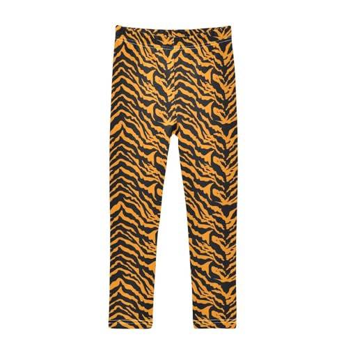 Tiger Print Background Girls Leggings Kids Yoga Pants Athletic Tights Pants 4-10 Years