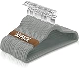 Ediesi, Perchas Terciopelo, 50 Unidades, Gris, Antideslizantes, Suaves, Finas,...