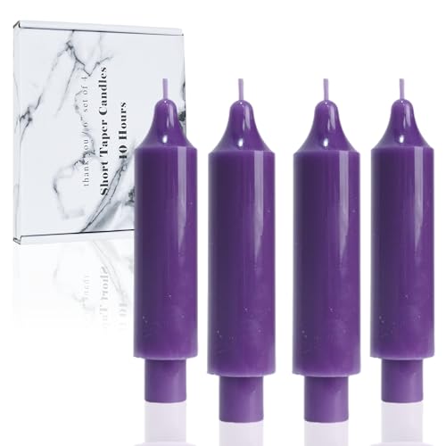 Bougies coniques violettes pour l'Avent et la décoration d'intérieur | Lot de 4 de 15,2 cm non parfumées