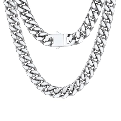 PROSTEEL Chunky Cuban Link Curb Chain Necklace for Women Men, Stainless Steel Choker Thick Trendy Statement Hip Hop Miami Cuban Chain Jewelry Gifts Un