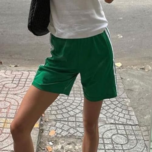 Seyurigaoka Women Striped Athletic Shorts Low Rise Wide Leg Gym Shorts Summer Loose Lounge Running Sweat Shorts2