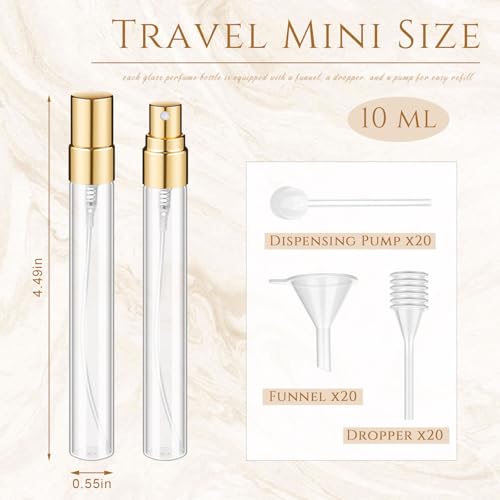 Domensi 60 Pcs 10ml Glass Perfume Refillable Bottles Decants Bulk for Perfumes Atomizer Spray Travel Glass Bottles with Atomizer Pump Bottle Kit for Travel Toiletries Fragrance Liquid2