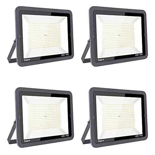 4er 400W LED Strahler Außen, IP65 Wasserdicht Außenstrahler LED Fluter 40000LM 6000K Scheinwerfer Flutlicht, Aussenstrahler für Hinterhof, Garten, Werkstatt, Hof, Auffahrt, Türen, Garage, Flur Cover