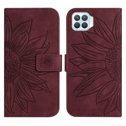 Rfvzubemok Compatible with Oppo F17 4G Cover,Compatible with Oppo A73 4G Flip Kickstand Card Slots Magnetic Closure Phone Case Brown