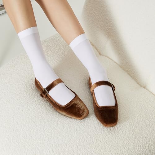 Image of Trary Mary Jane Shoes Women Woven Flats for Women Dressy Ballet Flats Squared Toe Mary Jane Flats Shoes