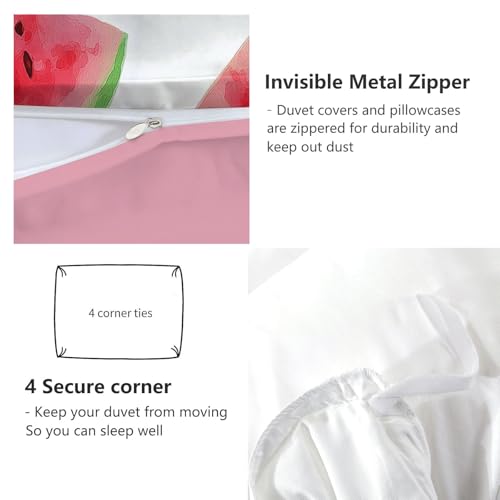 Housse de couette aquarelle pastèque rose en microfibre douce texturée - 8