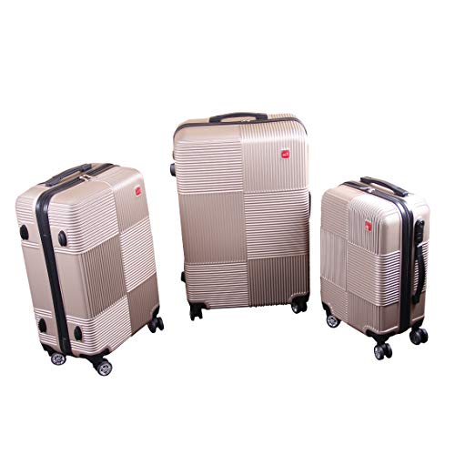Set of 3 Luggage Set ABS Trolley Suitcase 360° Spinner Wheels Lock Gold 20in 24in 28in4