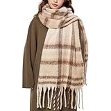 Chaude et élégante : cette grande écharpe chaude à carreaux est facile à porter et à assortir avec d'autres vêtements, pompons et carreaux, motif écossais multicolore, plus tendance. Peut être utilisé comme châle, écharpes et couvertures, usage polyvalent, section assortie, nécessaire pour les femmes et les filles.