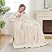 Cozy Bliss Faux Fur Throw Blanket for Couch, Fuzzy Soft Plush Thick Warm Fluffy Reversible Wave Textured Blanket for Sofa Bedroom Living Room, 55 * 70 Inches Cream White