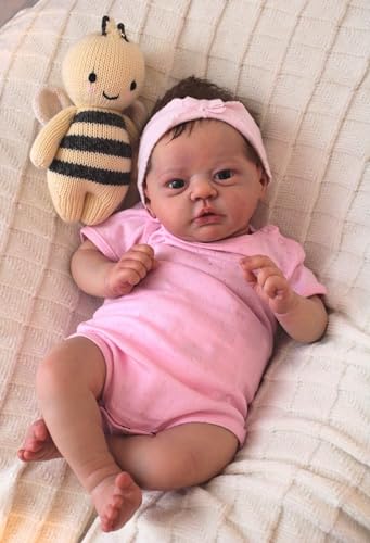 Reborn Baby Dolls with Eyes Open 18 inch Soft Vinyl Realistic Newborn Baby Dolls Life Size Preemie Fake Bebe Weighted Lifelike Reborn Baby Dolls with Cloth Body for Kids