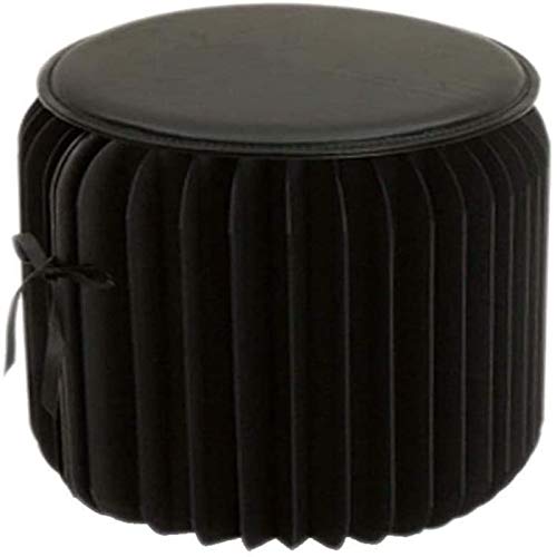 Tabouret décoratif robuste noir et repose-pieds pliant multifonction circulaire
