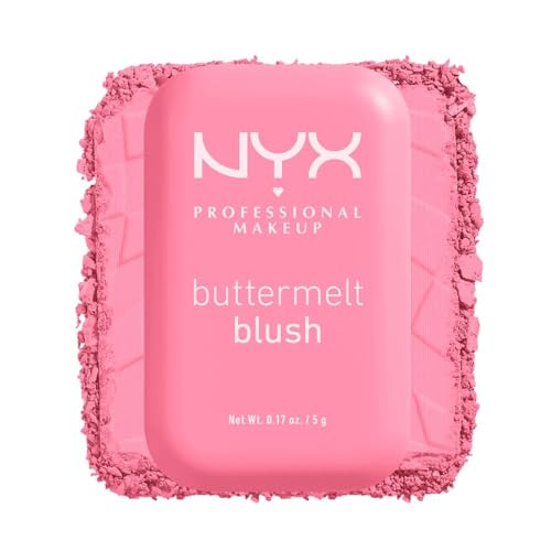 NYX Professional Makeup, Buttermelt Blush, Tono: Butta Together (rosa claro). Rubor cremoso en polvo infusionado con manteca de karité, mango y almendras,...
