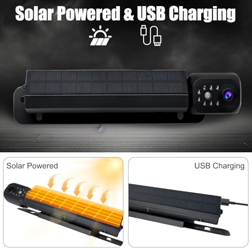 Image of Solar Wireless Car Backup Camera, Magnetic Rear View Camera, IP68 Waterproof, IR Night Vision, for Cars Trucks Trailer Camper