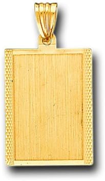 14K Solid Yellow Gold Dog Tag ID Charm Pendant