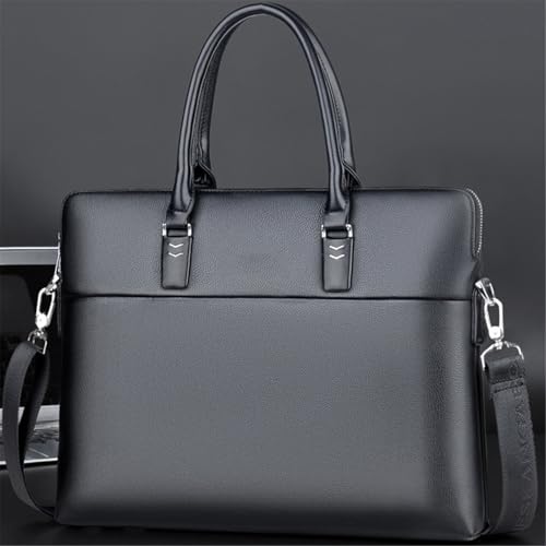 Messager d'affaires en cuir noir élégant pour ordinateur portable - 3