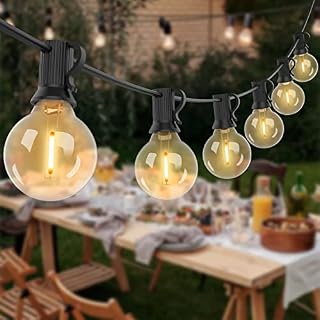 ANTING Outdoor String Lights 100Ft Festoon Lights Outdoor Mains Powered G40 Waterproof IP45 Patio String Lights with 52 LED Glass Bulbs (2 Spare) for Indoor Outside Yard Party