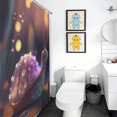 Rideau de douche escargots de qualité supérieure avec 12 crochets, tissu polyester imperméable