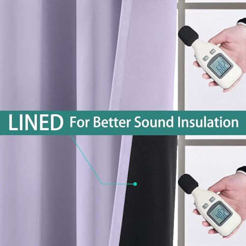 Image of Yakamok Lilac Blackout Curtains 96 Inches Long for Bedroom 52 inch Wide 1 Panel | Blackout Curtain Panels for Bedroom, 2 Thick Layers Grommet Top Thermal Insulated Drapes with Black Liner for Living Room