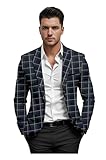 Elina fashion Men's Terry Rayon Spread Collar Jacket Checkered Suit Blazer for Wedding Ceremony Dinner Dating Festival