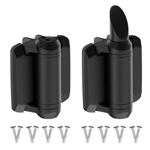 HAPPYGATE Self Closing Gate Hinges Heavy Duty Adjustable Heavy Duty Gate Hinges Pool Safety Hinge with Safety Cap Tension Spring Black Door Hinges Fence Hinges for Outdoor Gates Vinyl Gates 2 Pack