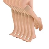 EVERSWE 6 Pairs Women's Sheer Knee High Stockings 15D (Nude,One Size)