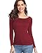 Fuinloth Women's Off Shoulder Tops, One Shoulder Shirts, Long Sleeves Sexy Slim Fit Tees Wine X Small