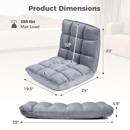 image for COSTWAY Floor Chair, Video Gaming Chairs with Back Support, Adjustable