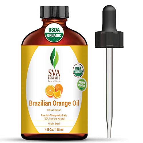 Sva Organics Orange Oil Sweet Brazilian 4 Oz 100% Pure Natural Undiluted Premium Therapeutic Grade Oil For Skin, Face, Hair, Massage, Diffuser, Aromatherapy #TOP16