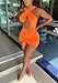 Women Sexy Halter Criss Cross Tank Mini Dress Y2K 90s E-Girl Summer Party Bodycon Dress Clubwear Orange