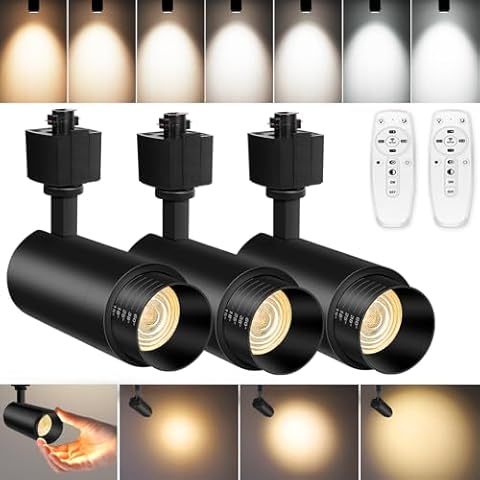 【2024 Upgraded】9-Color Zoomable 25W LED Track Lighting Heads H Type Track Light Heads Remote Control Dimmable Bright Ceiling Spotlight, 2700K/3000K/4000K/5000K/6500K, 15°-60° 2200lm Black 3 Pack Cover