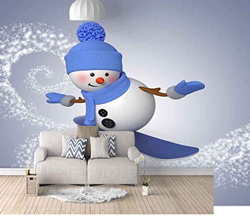 Fototapete Weihnachtsblauer Schneemann Tapete Wandbild Bild Fototapeten...